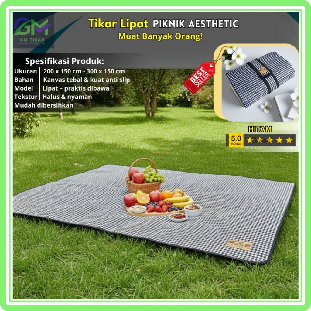 (Bisa COD)Tikar Piknik Portable Waterproof Berkualitas Ukuran 200x150cm - Tikar Lipat Anti Air Ukura