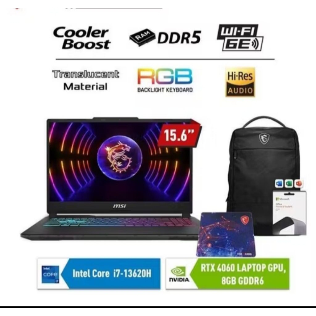 MSI CYBORG 15 A13VFK Intel 17 13620H RTX 4060 1TB 15.6" FHD IPS 144HZ W11 OHS