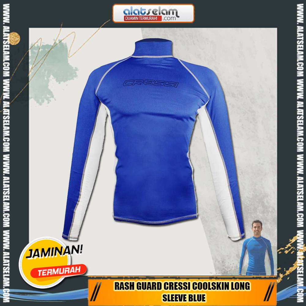 Rash Guard Cressi CoolSkin Long Sleeve BLUE /  Unisex / Peralatan Selam / Pakaian Selam / Pakaian Re