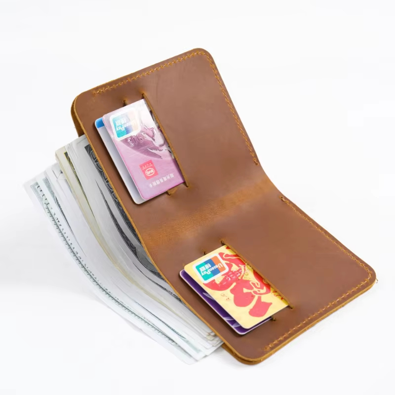 RIMAN Dompet Kulit Asli Pria Minimalis Handmade - Slim Wallet Kulit Sapi Crazy Horse