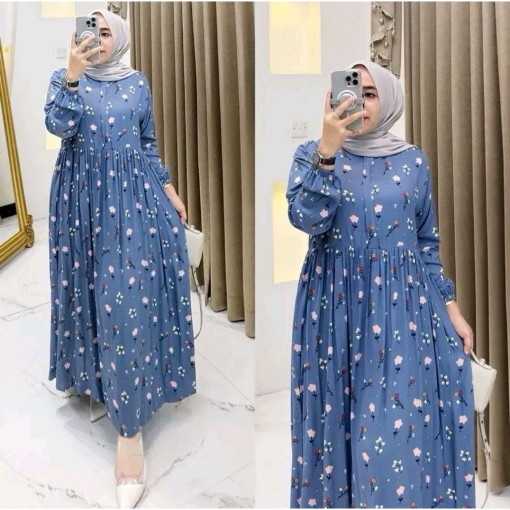 GAMIS KATUN RAYON PREMIUM MIDI DRESS RAYON DIAMOND MIDI DRESS RAYON PREMIUM GAMIS RAYON BUSUI ROYYA 