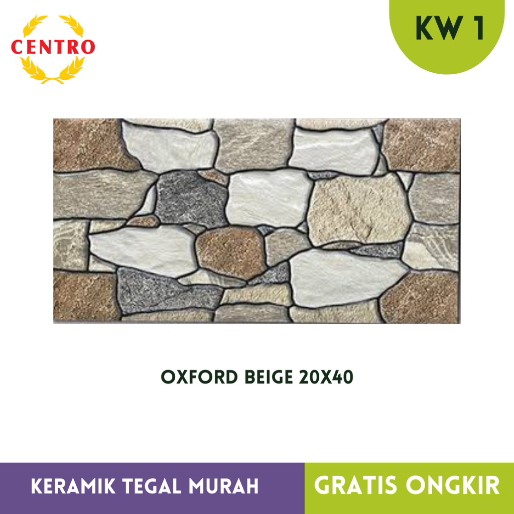 Keramik Batu Alam Centro 20x40 Oxford Beige kw1