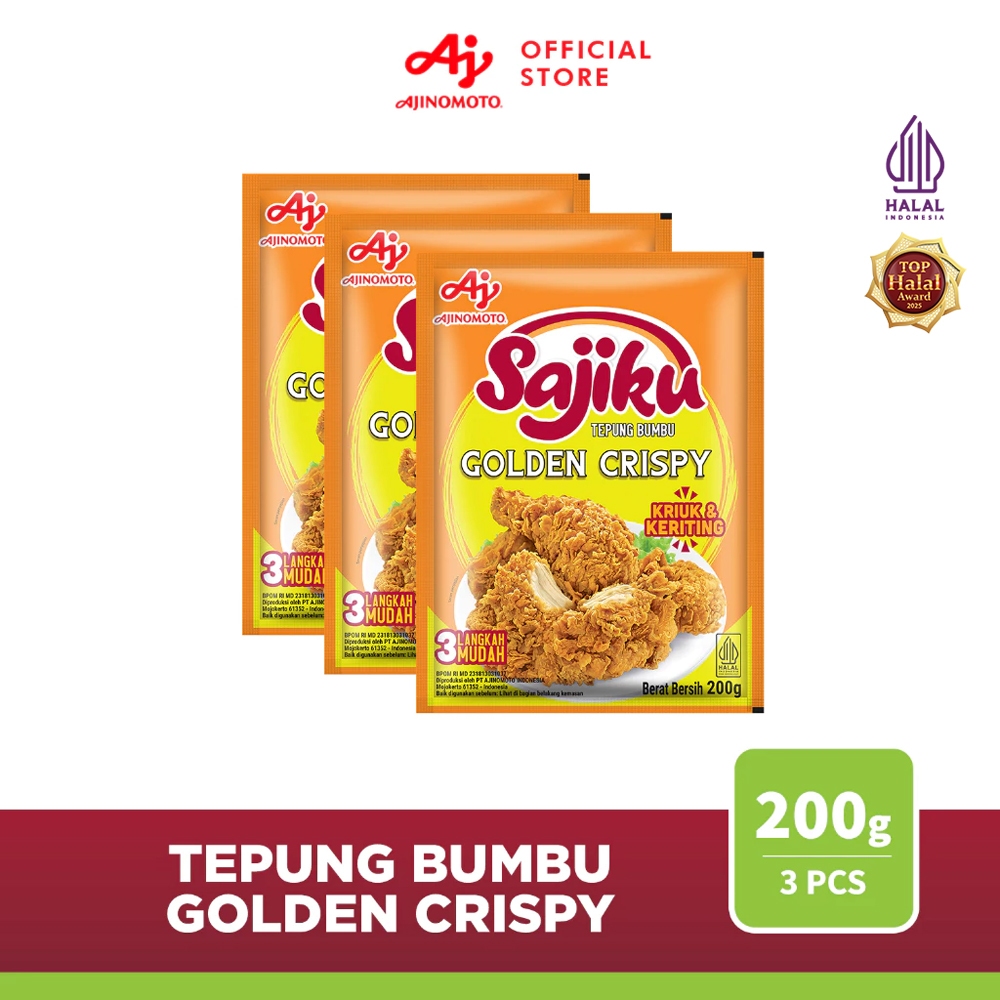 Sajiku® Tepung Bumbu Golden Crispy 200G (3pcs) - Hasil Gorengan Keriting Dan Renyah