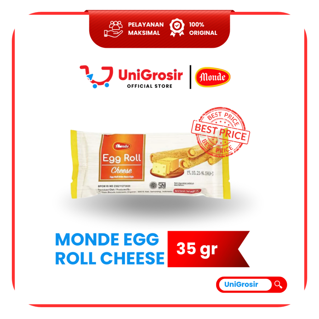 [UniGrosir] MONDE EGG ROLL CHEESE STICK BISKUIT  KEJU 35 gr