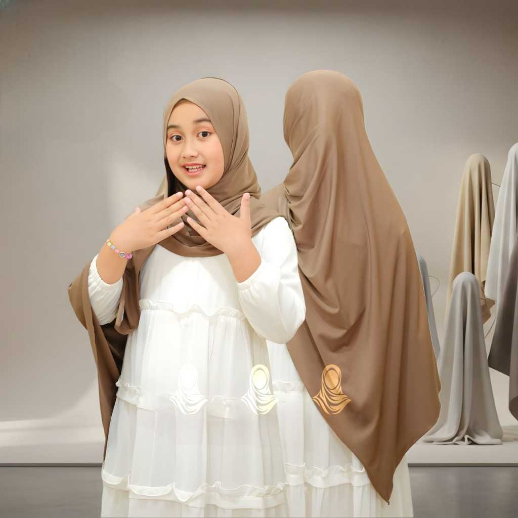 Pashmina Anak Kancing Usia 4-10 Tahun Jersey Kerudung Anak Perempuan Hijab Insta Pashmina Cantik