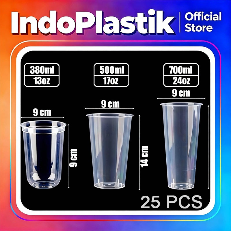 Cup Gelas Plastik /Cup Injection 13oz 380ml / PP Cup Injection / Gelas Plastik Tebal - 25 Pcs