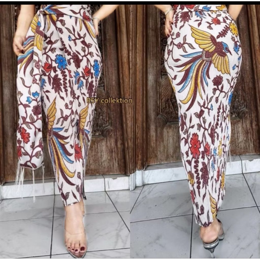 Kamen Jadi Bali Plisket Batik Terbaru Set Selendang