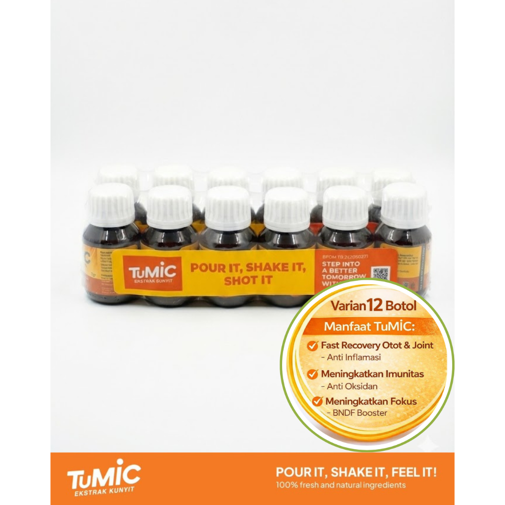TUMIC SHOT JAMU KUNYIT MODERN | HERBAL SIAP MINUM UNTUK AKTIVITAS AKTIF | PAKET HEMAT 2 PACK (12 BOT