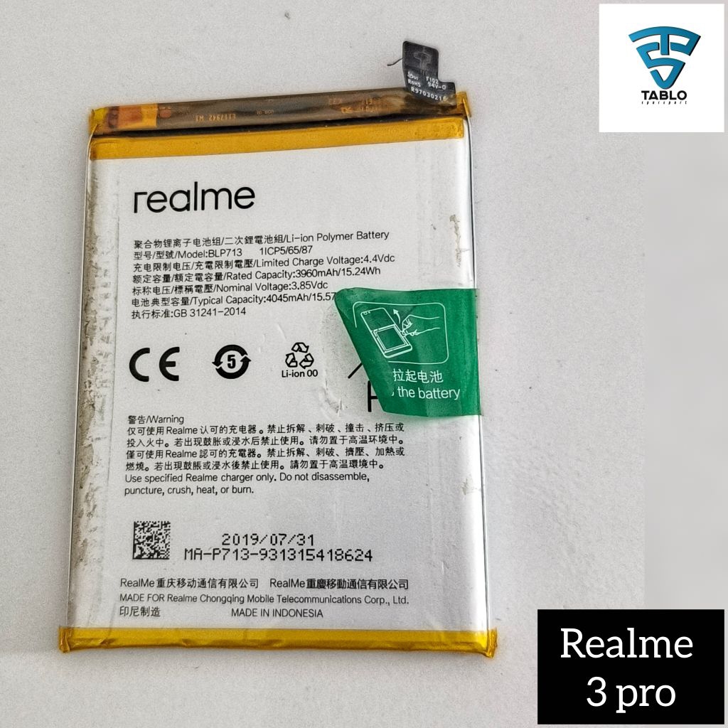 Baterai batre Realme 3 pro BLP713 Ori copotan hp