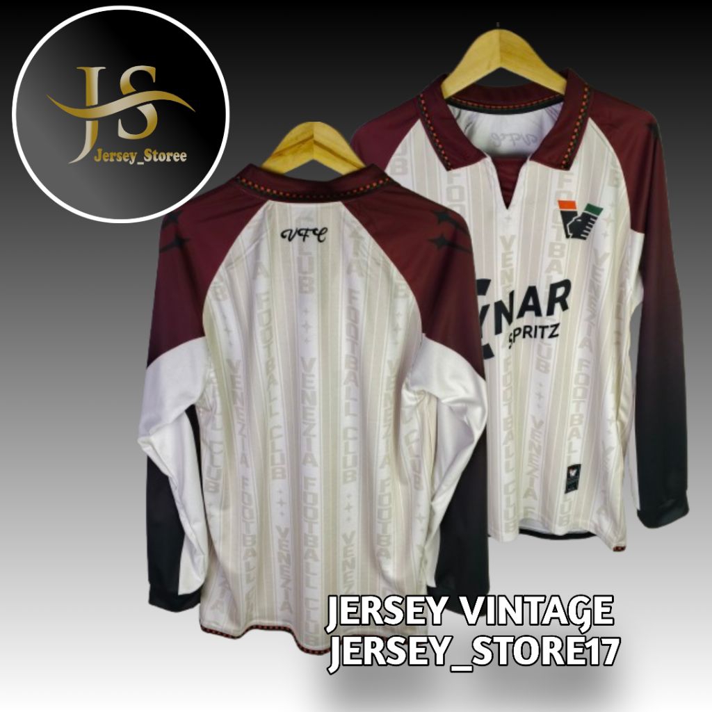 JERSEY VINTAGE VENEZIA FC AWAY 2025-26 JERSEY RETRO VENEZIA CREAM MAROON | JERSEY VENEZIA TERBARU LO