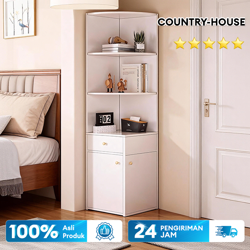 Rak Buku Sudut Rak Buku Kayu Minimalis Serbaguna Rak Buku Sudut Setengah Terbuka Multifungsi