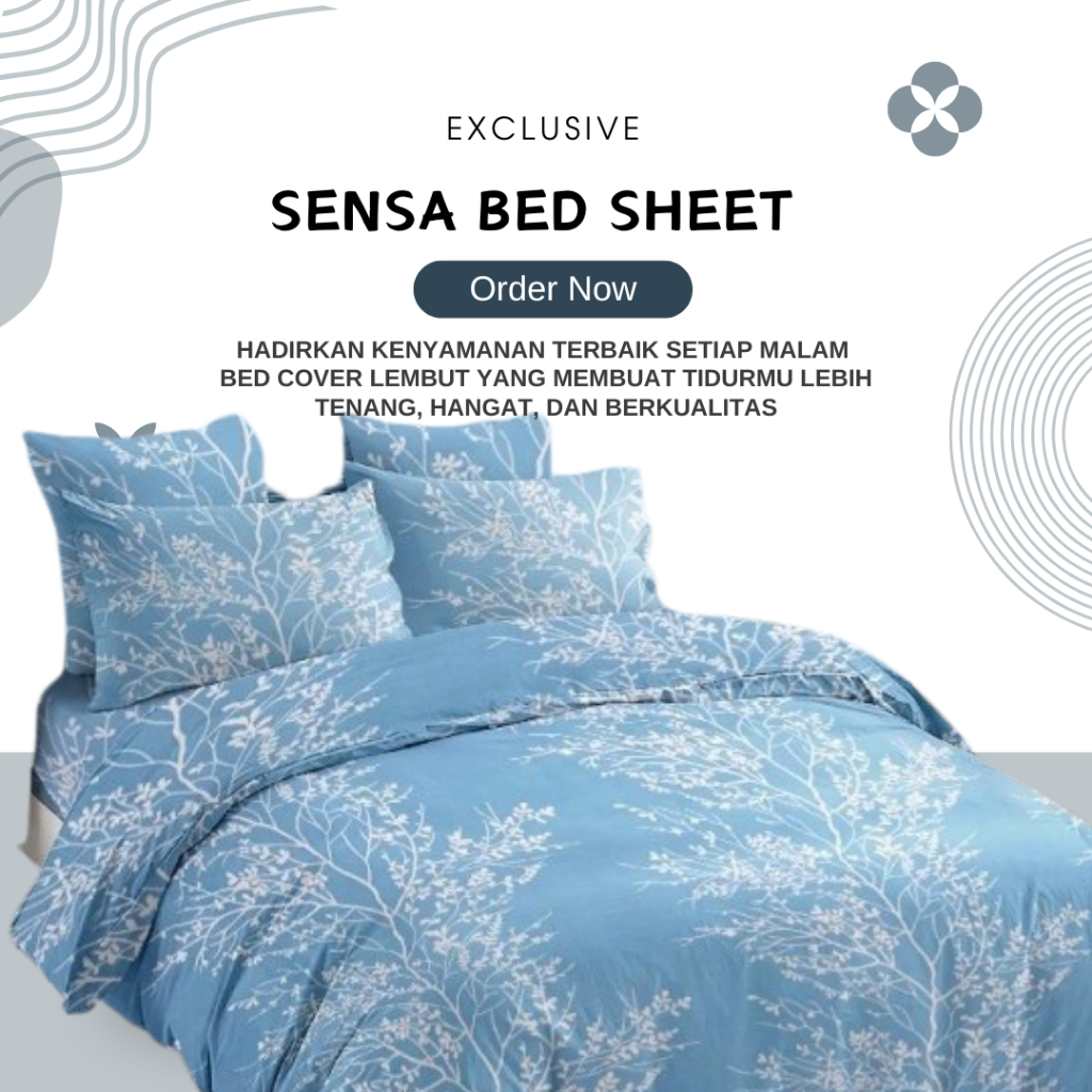 Bed Cover Set Blue Ara 90x200 - 200x200