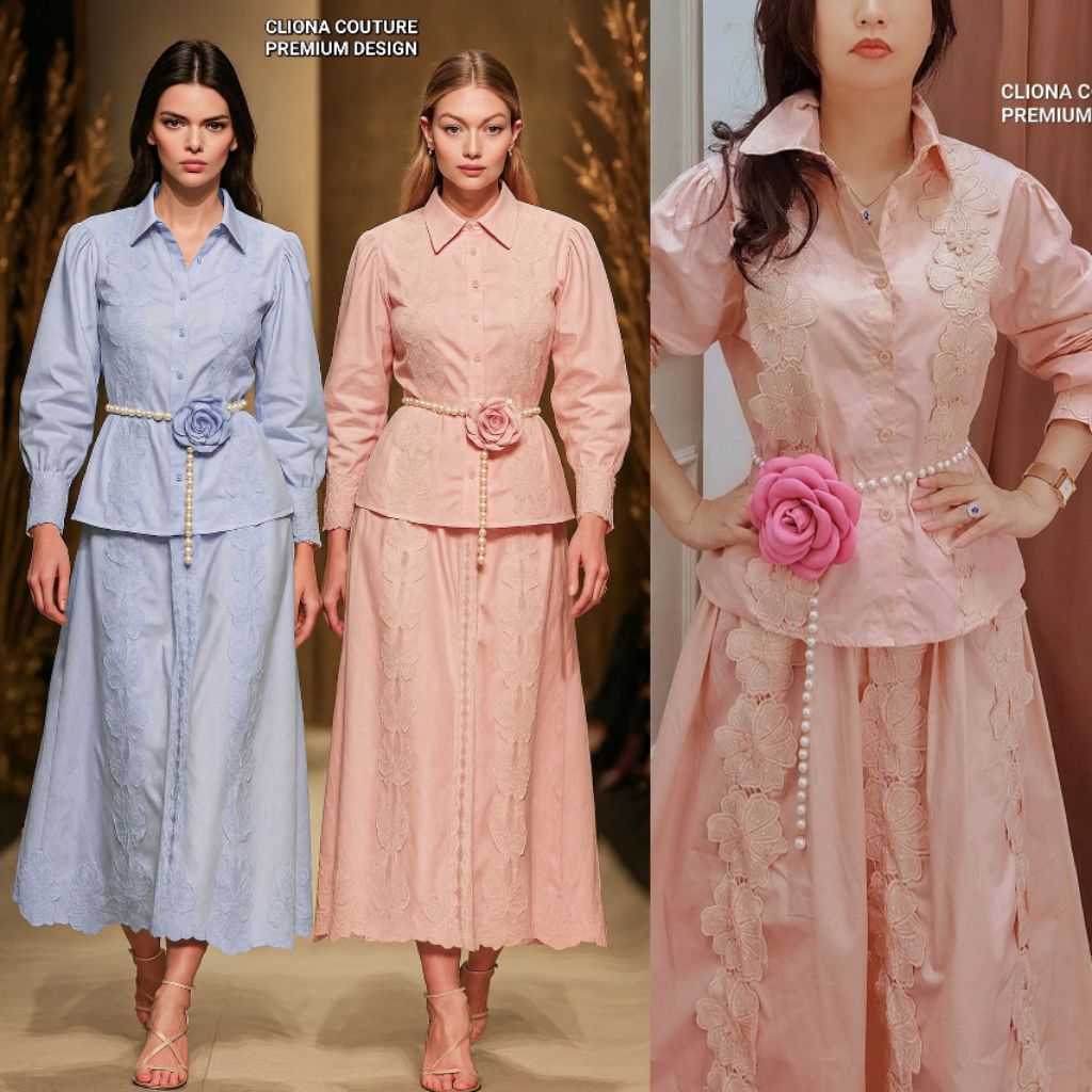 cliona couture One set katun bordir inc belt bunga