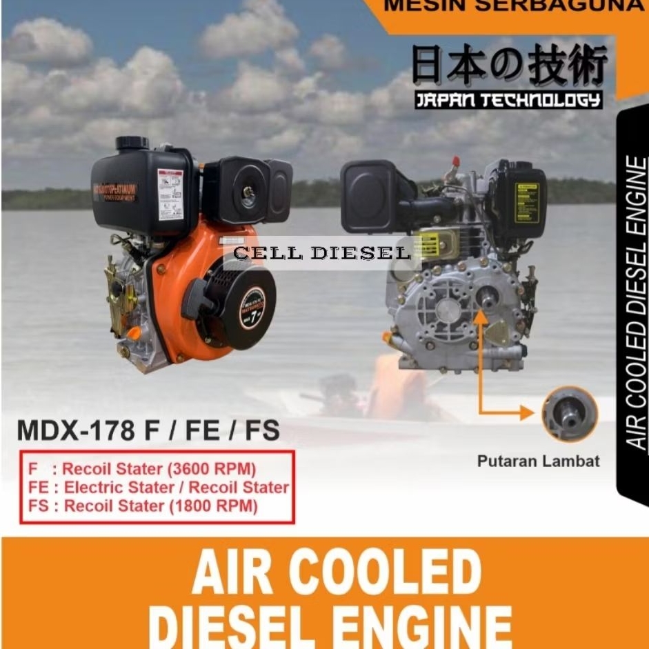Mesin Penggerak Diesel Engine 7 HP MATSUMOTO MDX 178 FS / Putaran Lambat 1800 RPM
