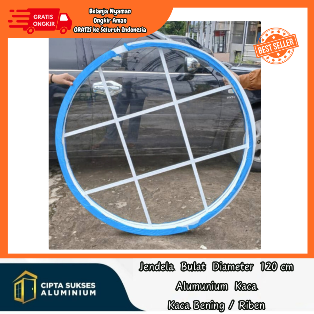 jendela bulat kaca mati diameter 120cm alumunium kaca terbaru csa bergaransi FREE PALET KAYU kombina
