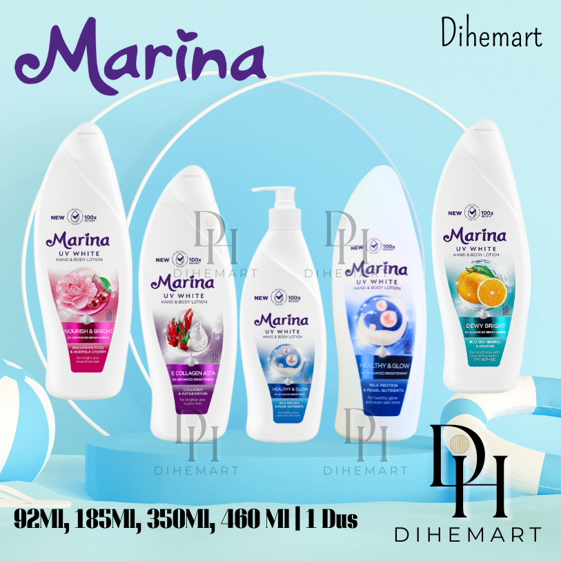 Marina Hand Body Lotion UV White Healthy Glow | E-Collagen Asta 460ml 1DUS 12PCS | 92ML 1 DUS 72PCS 