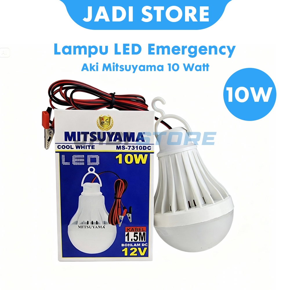 MITSUYAMA Lampu Aki LED 12 Volt DC 10 Watt Bohlam Jepit Aki Mobil Motor Super Terang Cahaya Putih La