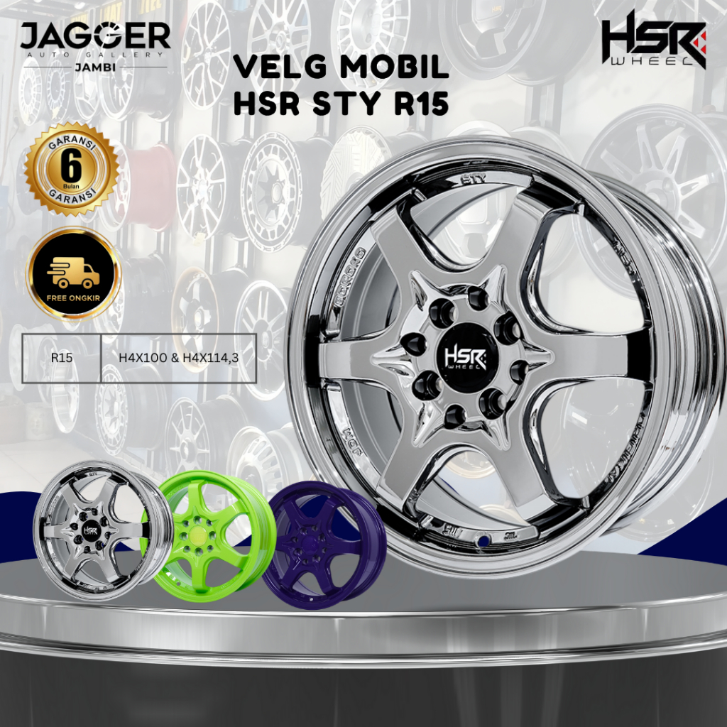 velg hsr sty jt238 ring 15 pcd 4x100 4x114,3 velg mobil avanza xenia brio jazz yaris calya sigra agy