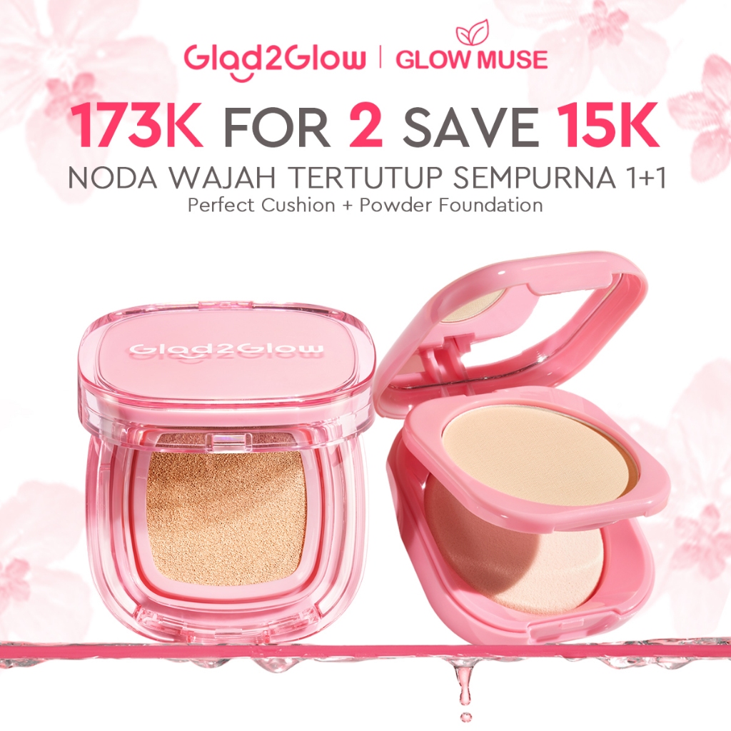 [100% ORI]Glad2Glow Perfect Blurring Powder Foundation&Perfect Cover Cushion foundation  Setting wat