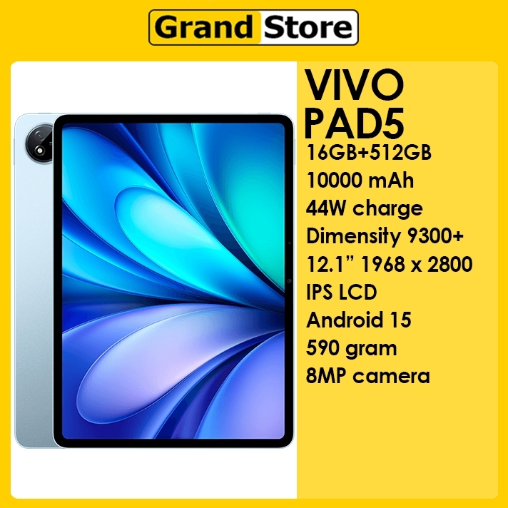 Vivo Pad5 | CN ROM | Wi-Fi only | 16GB+512GB | 10.000mAh | 12.1 inci | Dimensity 9300+ | Android 15