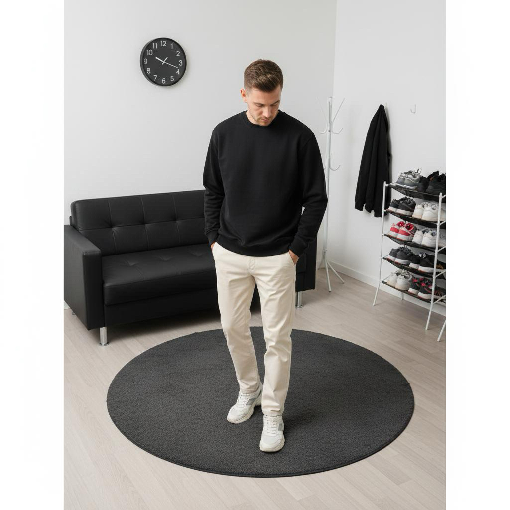 Sweater Crewneck Pria Wanita MUSINSA STANDARD Original Hitam Polos Lengan Panjang