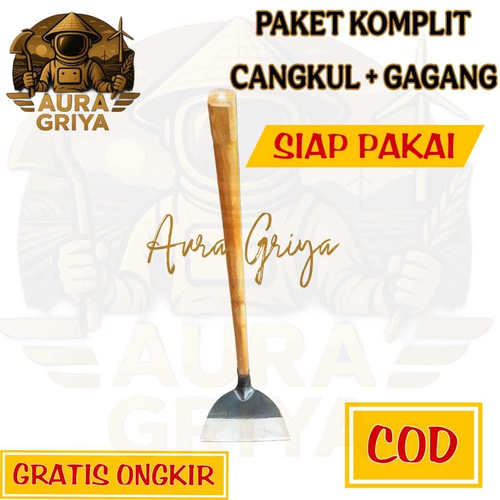 CANGKUL BAJA + GAGANG Alat Tani Pengiriman Cepat Cangkul Kepala Pengganti Baja TamanCangkul Pertania