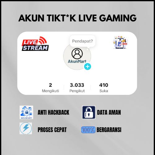 Akun TikTok Live Aktif  Live Gaming 1-5k Followerr Siap Pakai (Bisa Live MLBB, PUBG, Free Fire – Ber