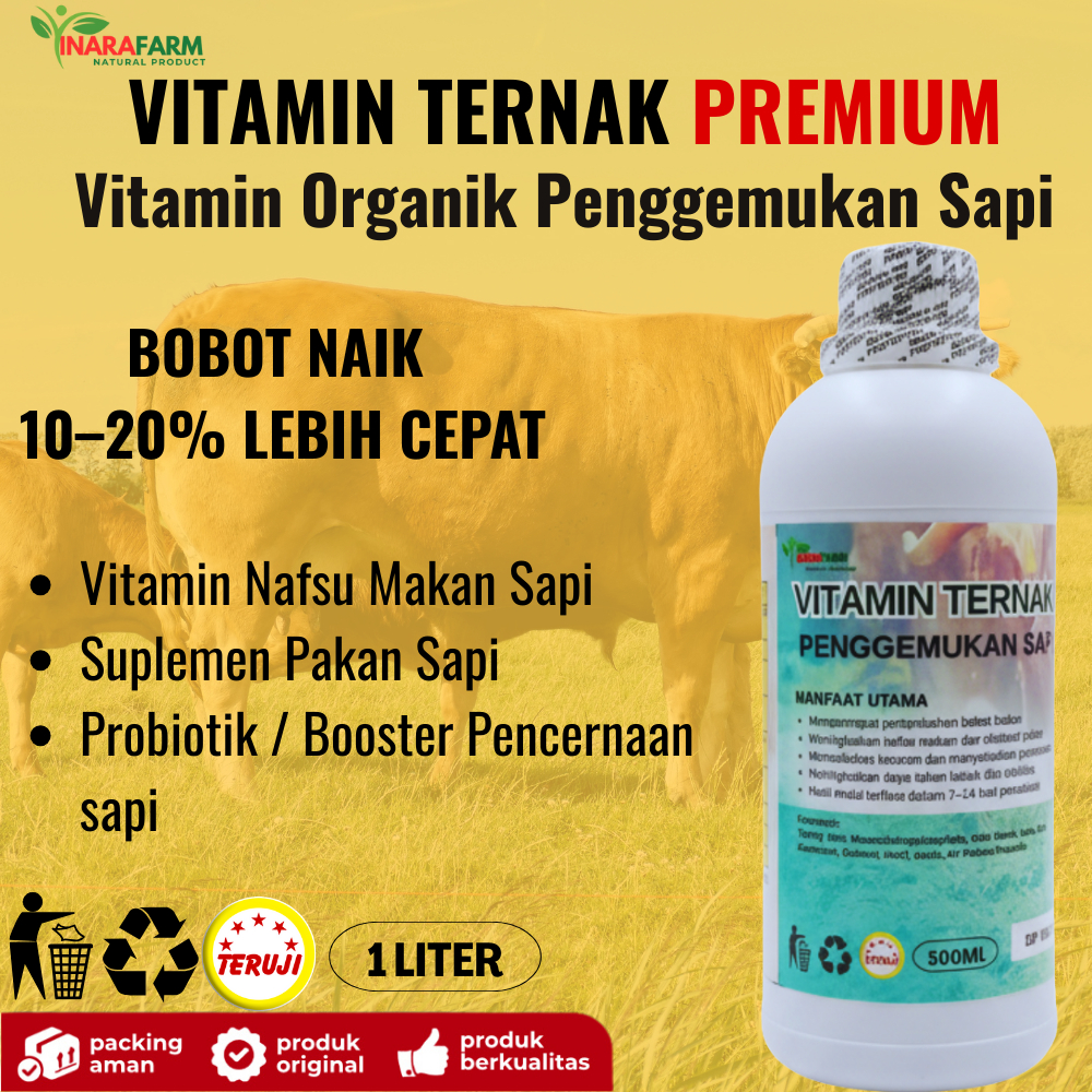 Obat penggemuk sapi 500 ML ,Obat cacing sapi, Vitamin ternak cair penggemuk sapi paling cepat,