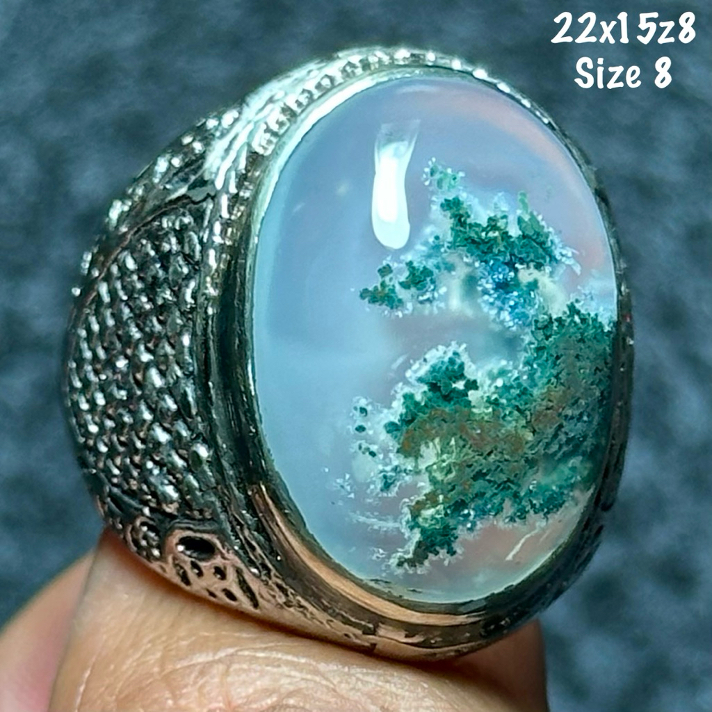 Cincin Batu Akik Natural Lumut Suliki Aquarium Kristal (asli alam)