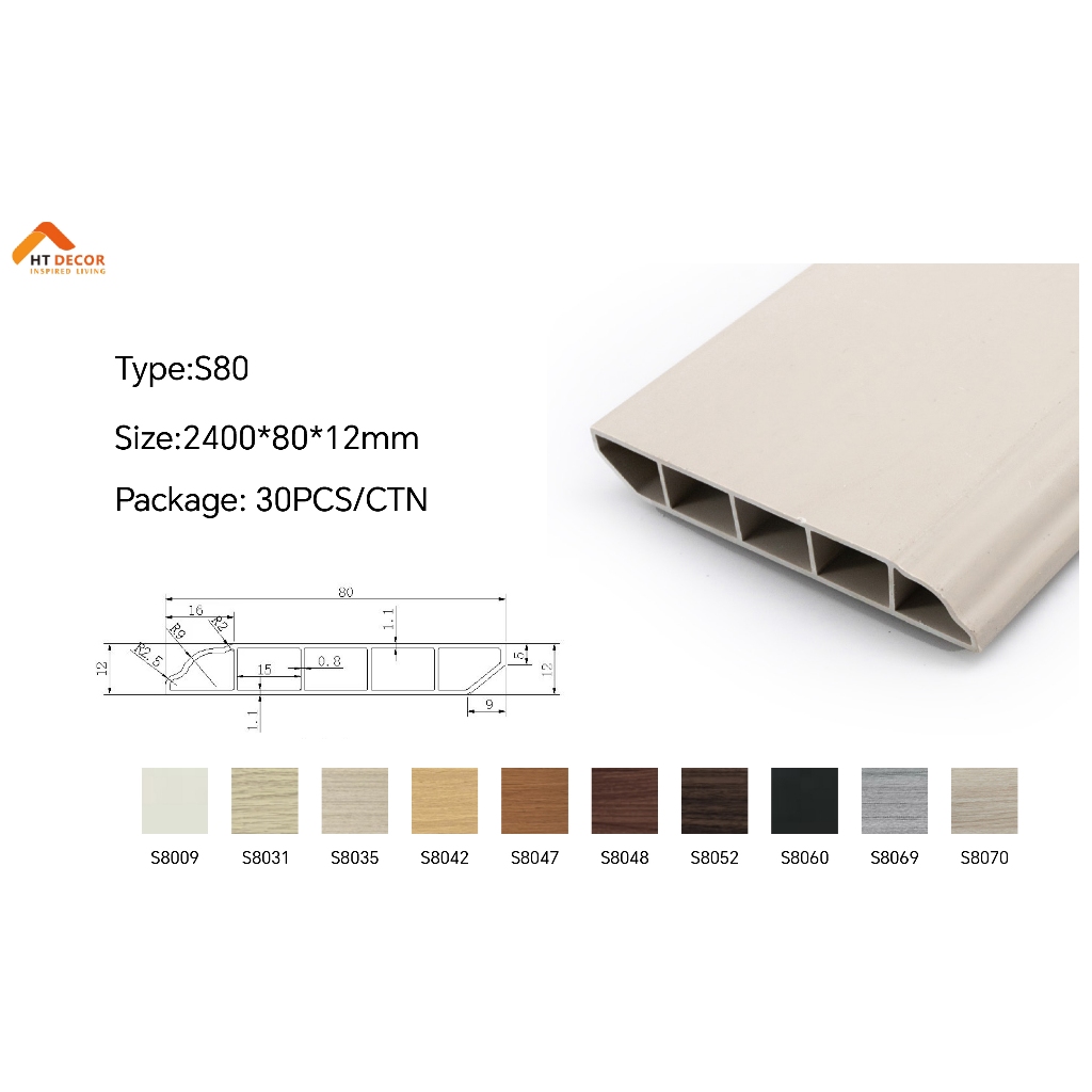 Plin Lantai PVC List 8 cm / Skirting List Lantai Kayu / Plint PVC / Plint PVC / Aksesoris List Lanta