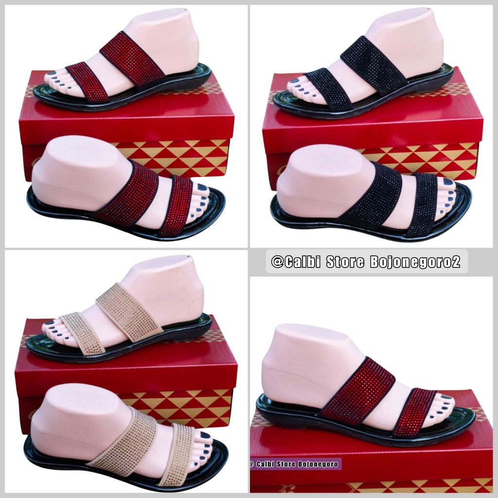 (( STOK READY )) SANDAL CALBI ORIGINAL MODEL SELOP PERMATA POLOS CANTIK ELEGANT