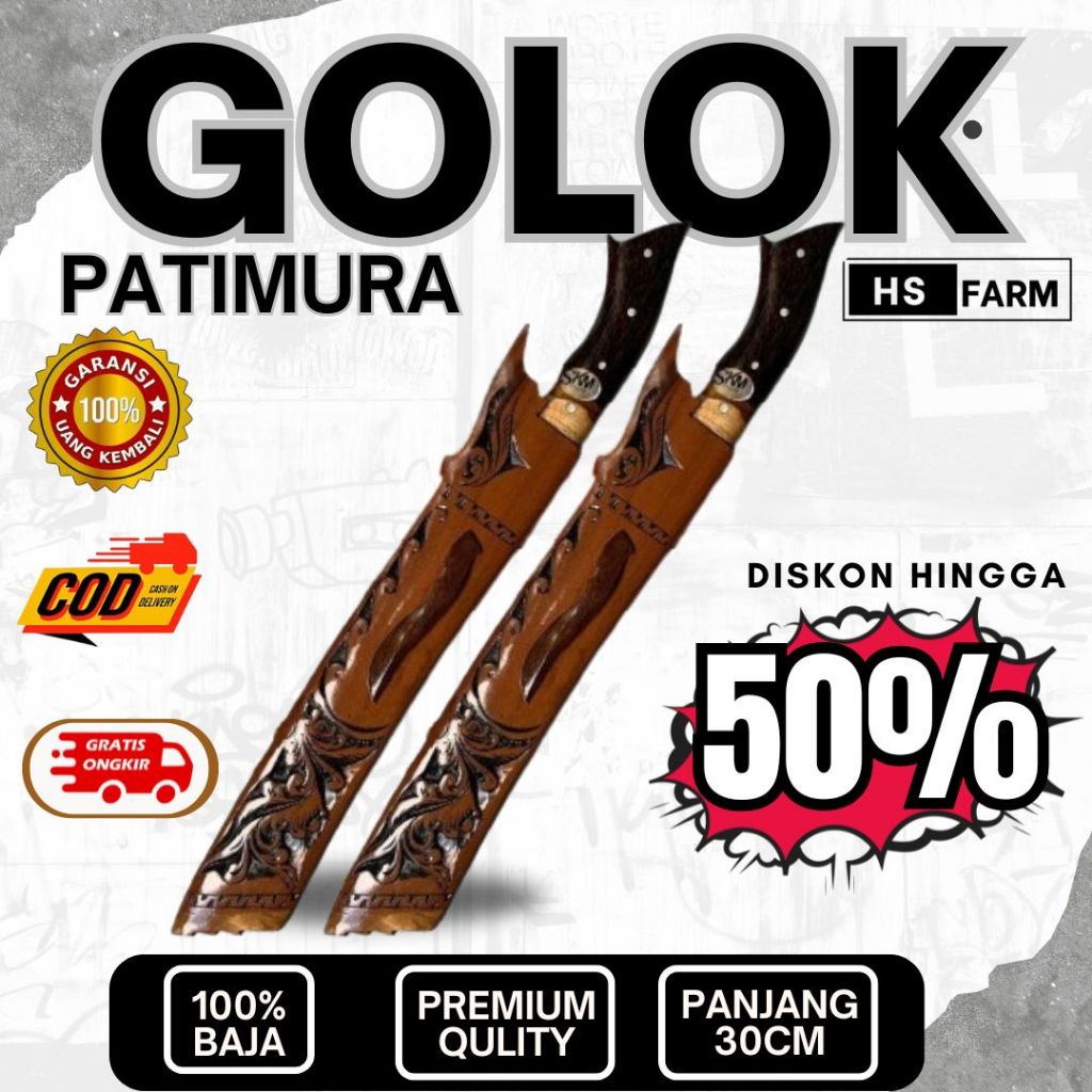 HS FARM - Golok Patimura Ukir Original Baja Per Asli 100%  Kokoh Tebas Kayu Motong Bambu
