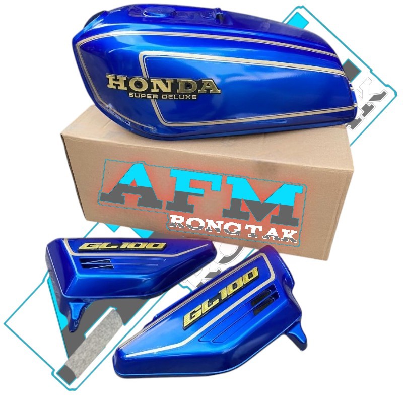 PROMO tangki tengki gl 100 gl100 pres pabrik warna biru set bok aki gl 100 set emblem tangki gl 100 