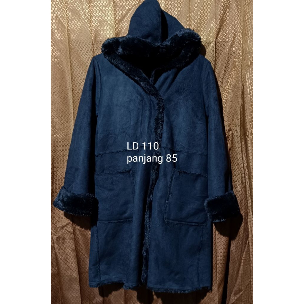 jaket vintage suede hitam jaket vtg suede jaket long coat kulit suede bulu hitam jaket long coat wan