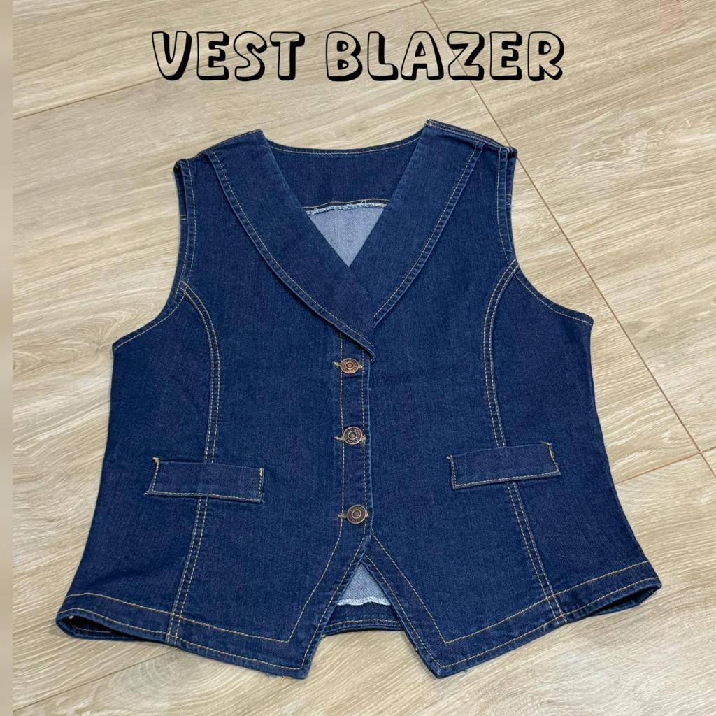 REALPIC  2in1 RAISA BLazer Vest One Set Premium Jeans Setelan Wanita Jeans Celana Barel