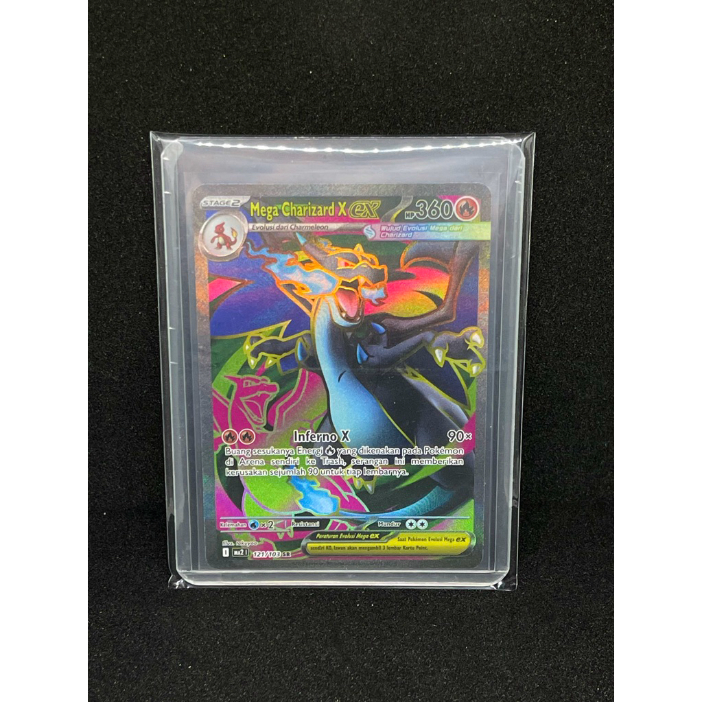 MEGA CHARIZARD X EX SR TCG POKEMON ORIGINAL KOBARAN BIRU