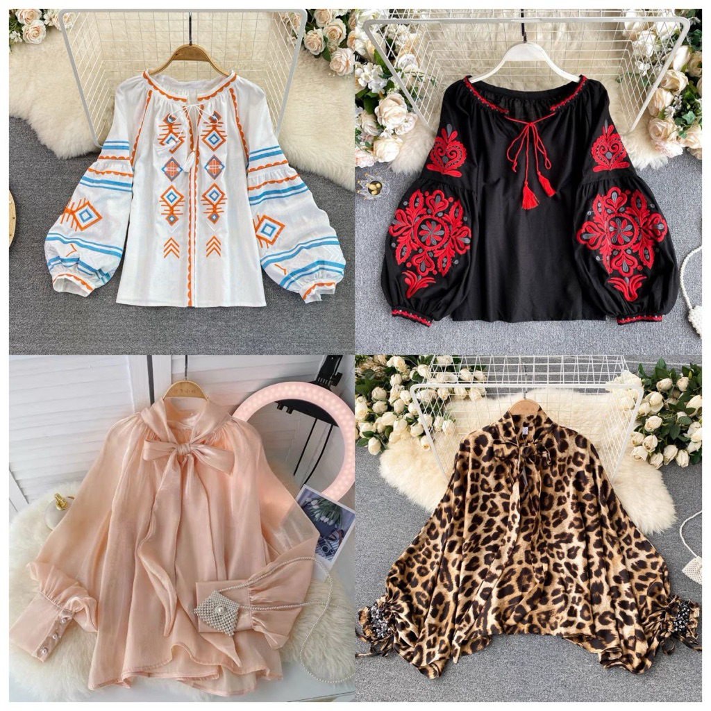 (Katalog 38) Blouse Wanita Blouse Poplin Atasan Wanita Kancing Gold Blouse Rempel Atasan Kemeja Wani