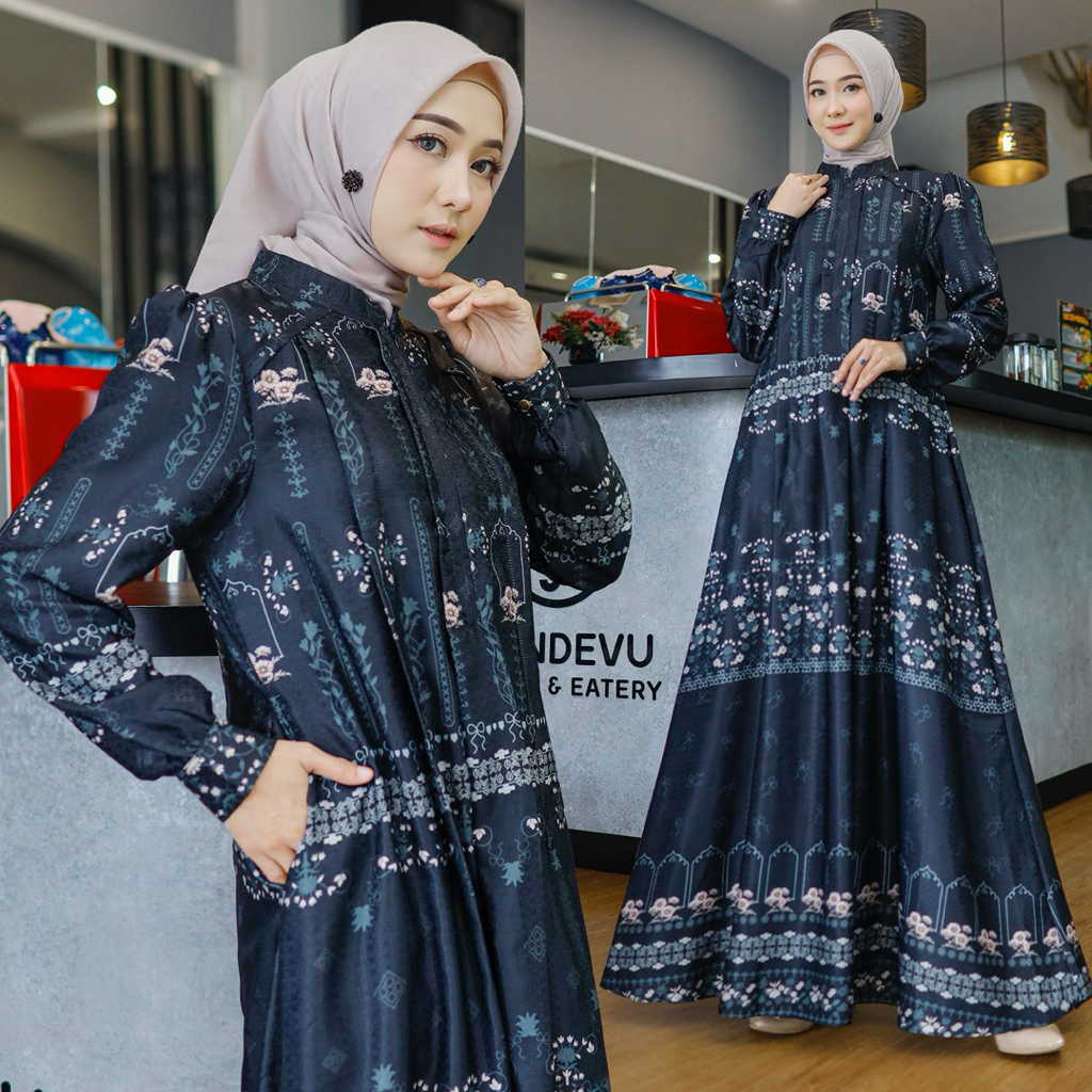 Hot Sale Az Zahra Gamis Dobby Silk Premium Motif Wanita Muslim Terbaru Jumbo Dan Busui