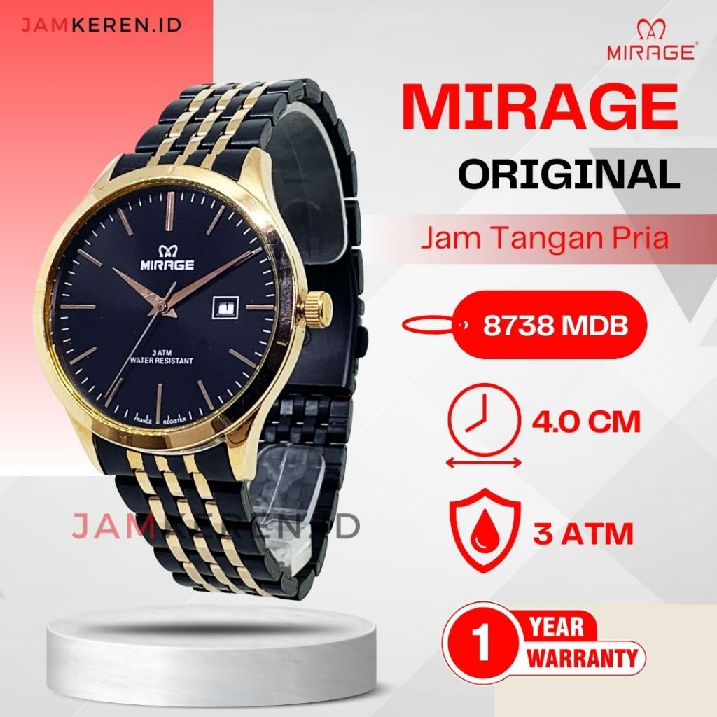 Jam Tangan Pria - Mirage - Jam Tangan Mirage Pria - 8738 MD Anti Air Original 100% Garansi Resmi