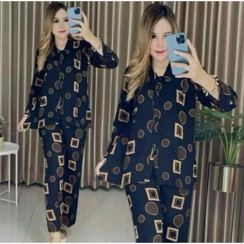 SETELAN TIE DYE MOTIF KOTAK/ONE SET DEWASA/SETELAN PANJANG/SETELAN WANITA