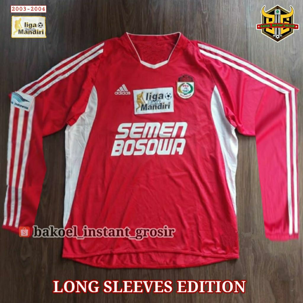 Jersey PSM Makassar Lengan PANJANG Liga Mandiri 2003 / 2004 Home RETRO Full PRINTING atau Full BORDI