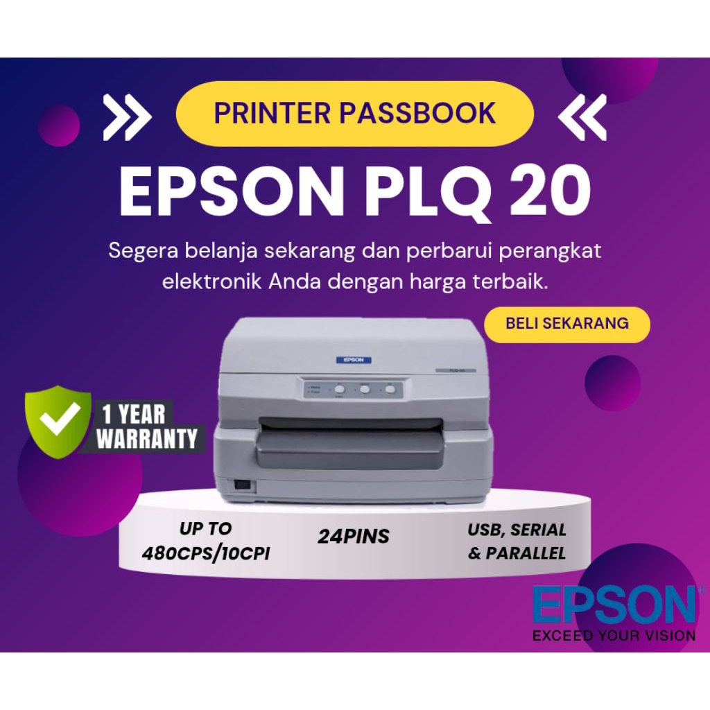 PRINTER EPSON PLQ 20 || PRINTER PASSBOOK PLQ 20 || EPSON PLQ 20 GARANSI 1 TAHUN