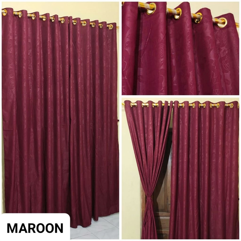 BISA COD GORDEN POLOS MERAH TUA MAROON HORDEN KAMAR HORDENG PINTU TIRAI GORDEN JENDELA GORDYN R12