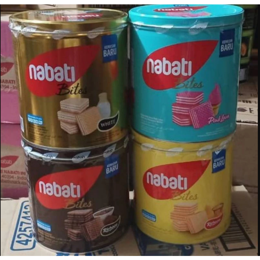 (1 Karton isi 6 Kaleng) Nabati Wafer Bites Kaleng.