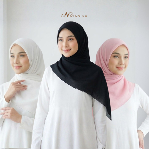 Nayanika Hijab Kerudung Premium Voal Polos Lasercut (Hijab Bahan Voal Polos Lasercut )