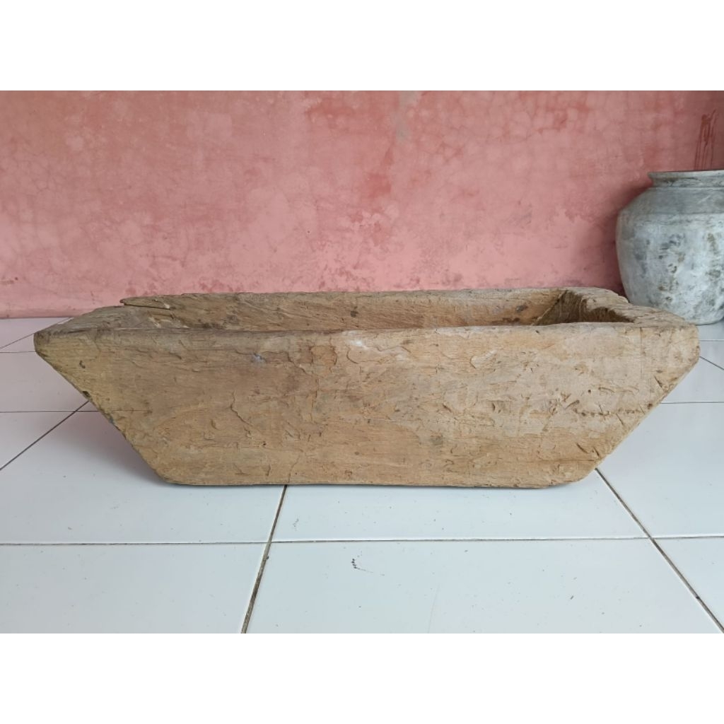Lesung perahu kotak kayu jati kuno lawas jadul erosi rustic antik