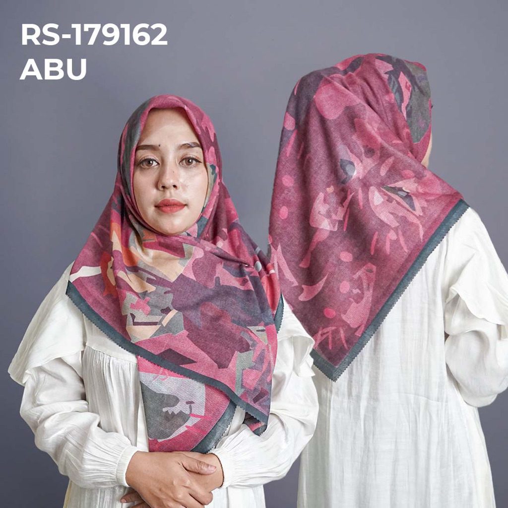 RS-179162 ABU Hijab Jilbab Dennay Scarves Voal Motif Segi Empat Basic Laser Cut