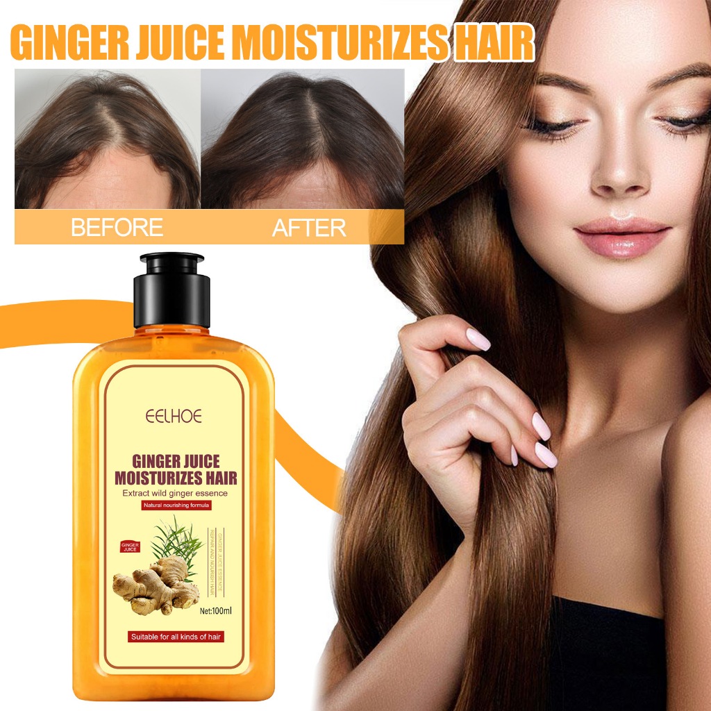 EELHOE Ginger Shampoo 100ml Ginger Penumbuh Rambut Shampoo Ginger Rambut Rontok Sampo Anti Ketombe