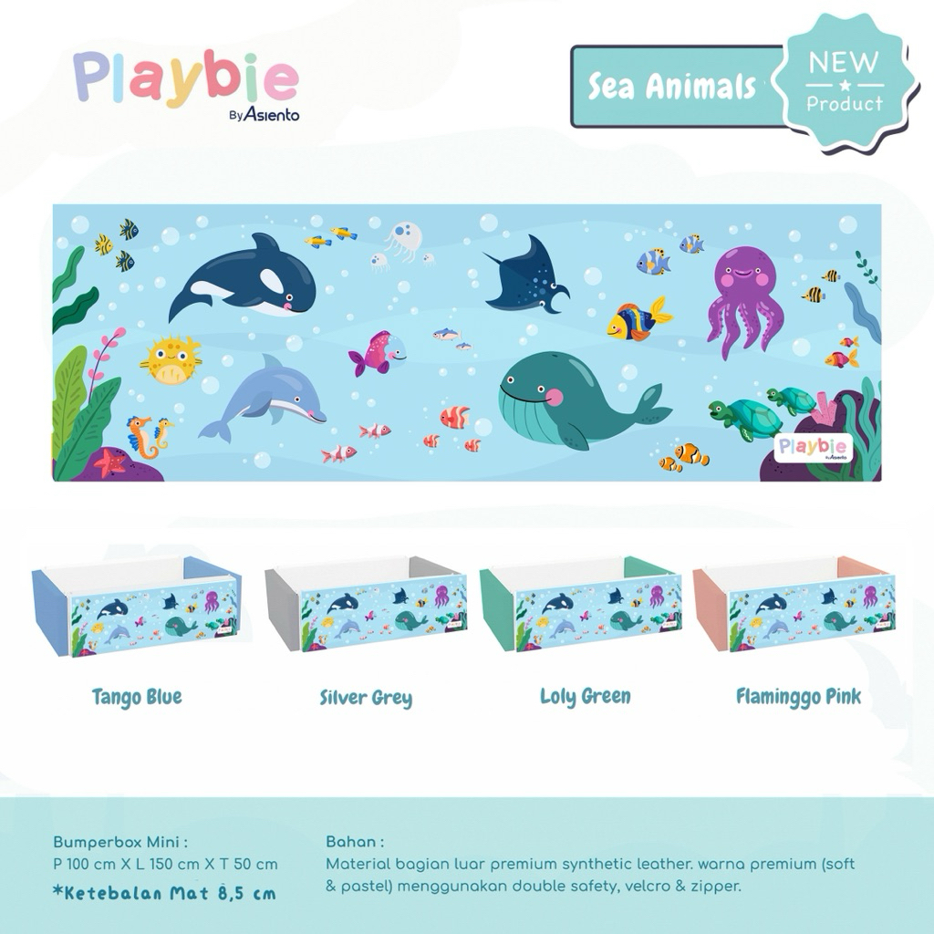 Playbie playmat Bumper Bed / Bumper Box  150x100 Sea Animal series