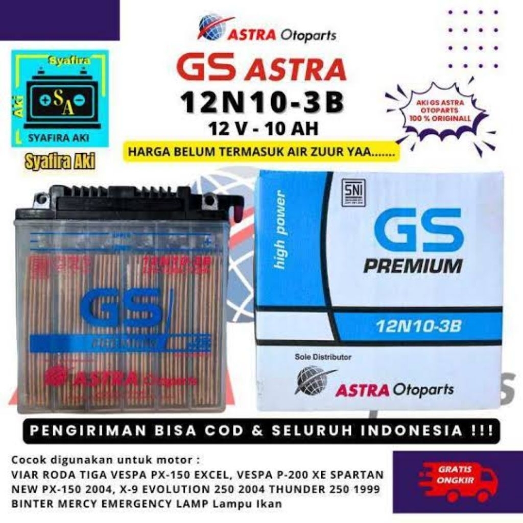 aki gs astra 12n10-3b.GS asli ori